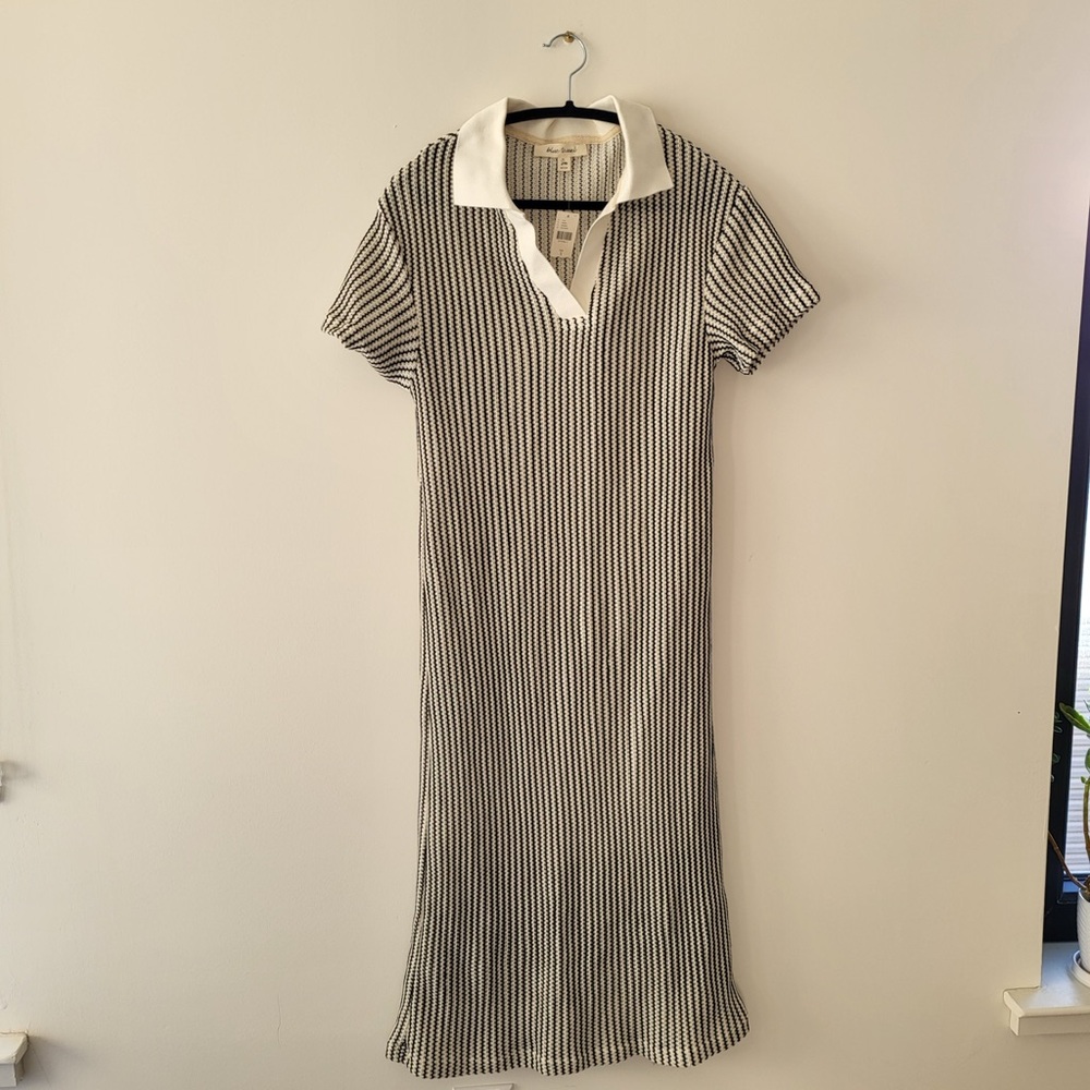 Blue Tassel Black Size S Midi Short Sleeve Dress Very Stretchy - Picture 4 of 8